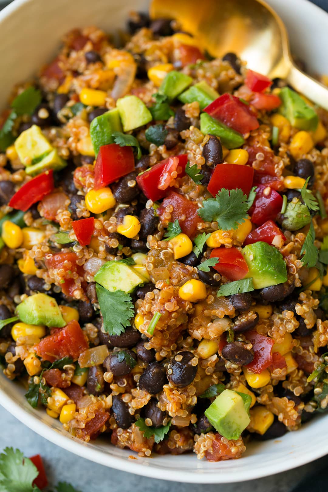 Close up image of taco filling in a bowl.