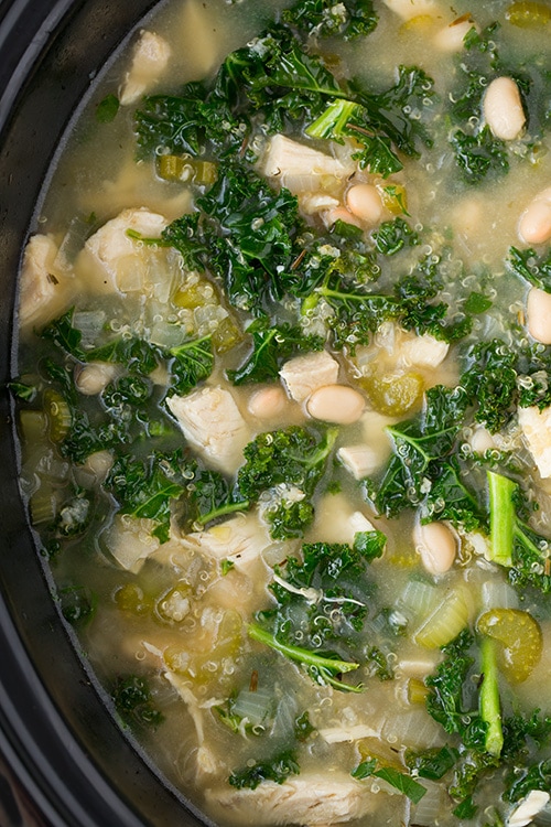 Slow Cooker Quinoa, Chicken and Kale Soup | Cooking Classy