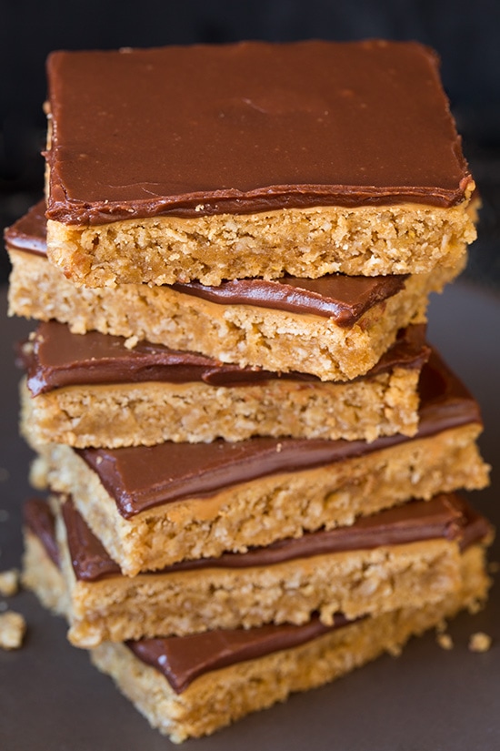 Stack of peanut butter bars.