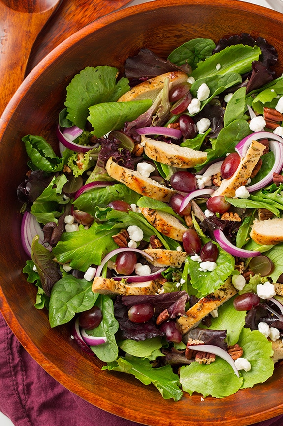 Grilled Chicken and Grape Spring Salad with Goat Cheese and Honey Balsamic Dressing | Cooking Classy