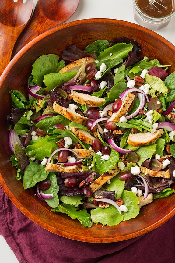 Grilled Chicken and Grape Spring Salad with Goat Cheese and Honey Balsamic Dressing | Cooking Classy
