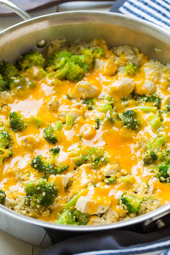 One Pan Cheesy Chicken Broccoli and Quinoa | Cooking Classy