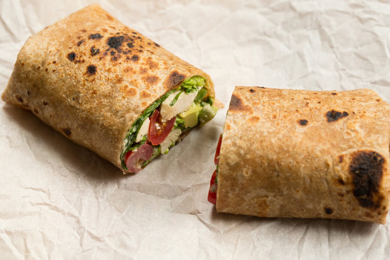 Wrap sliced in half.
