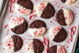 White Chocolate Dipped Peppermint Chocolate Cookies