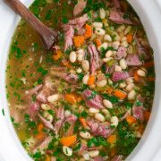 Crockpot full of ham and bean soup.