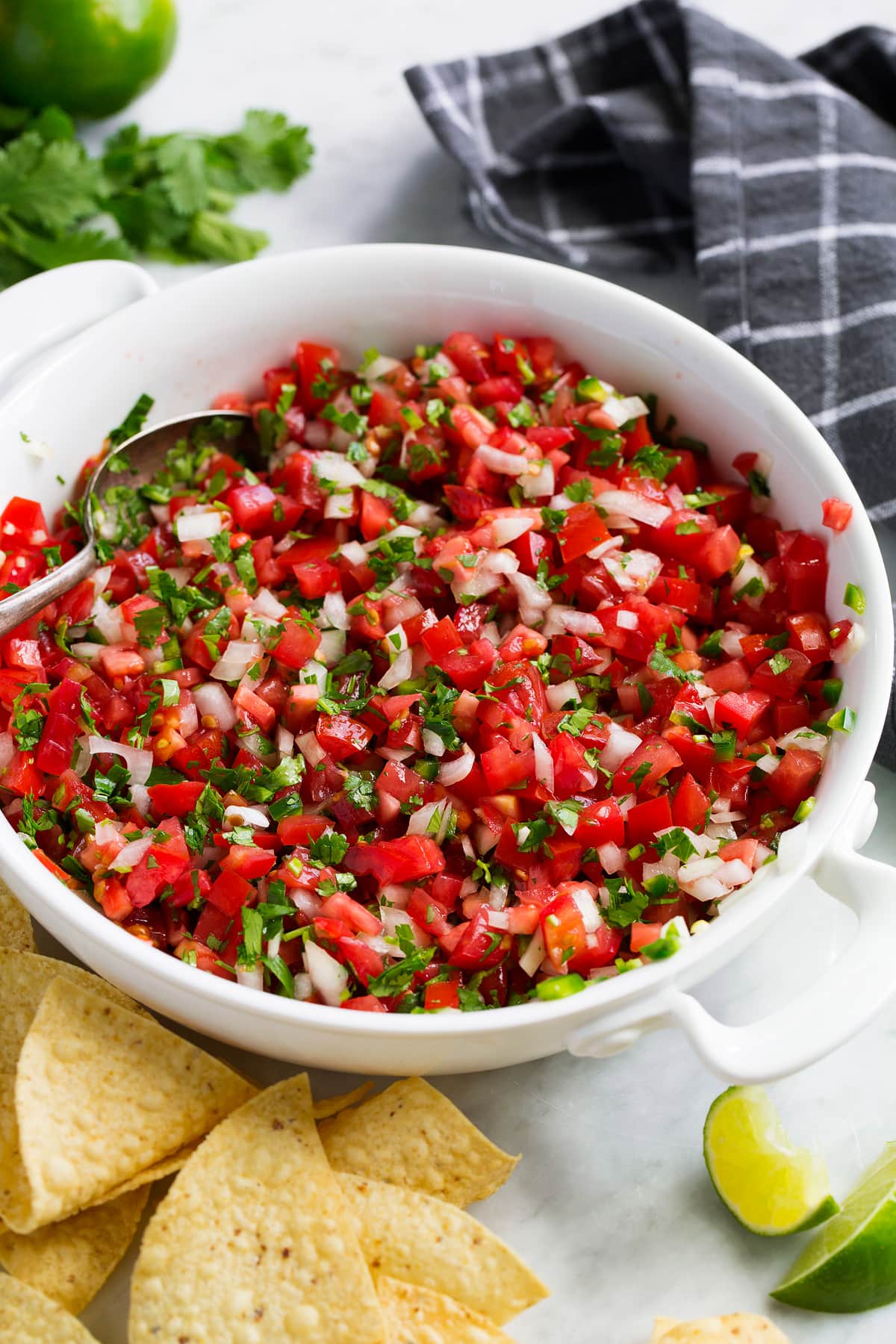 Bowl full of fresh pico de gallo.