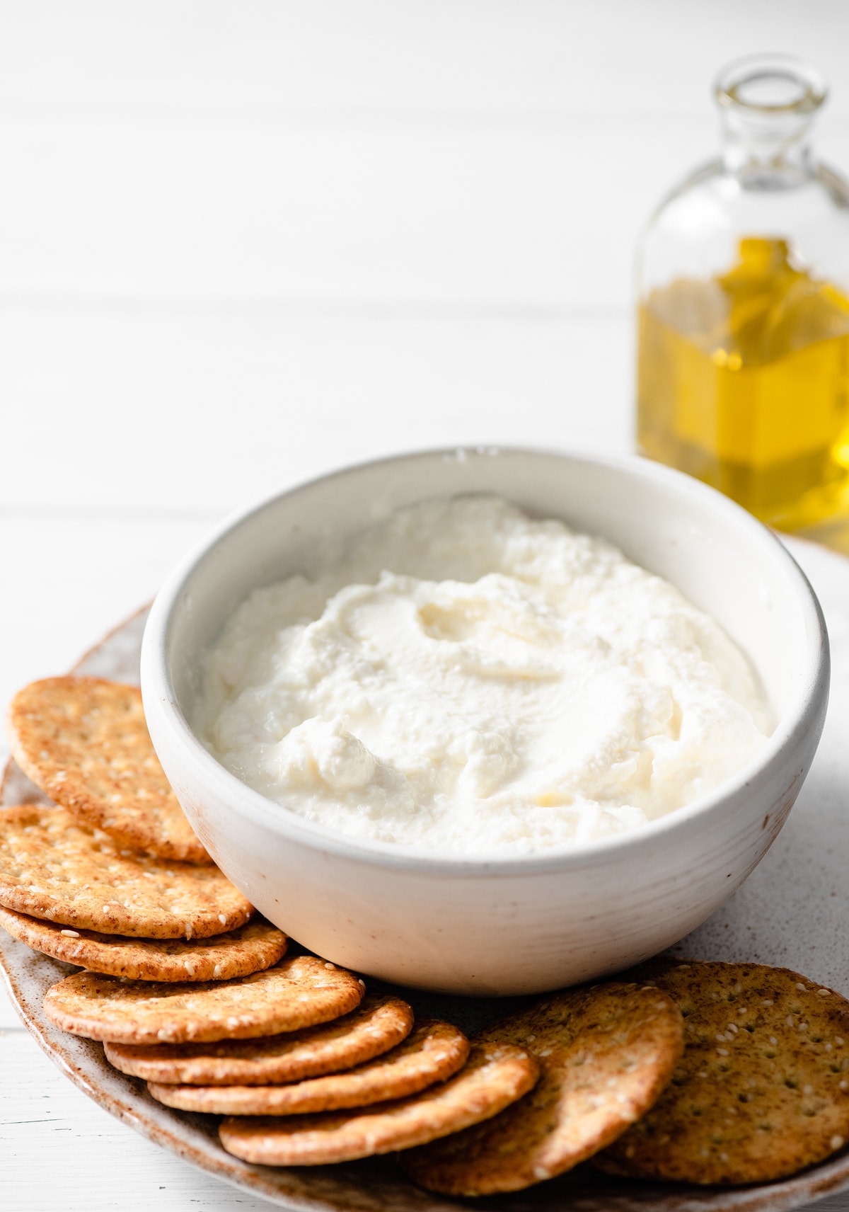 Bowl full of plain ricotta cheese.