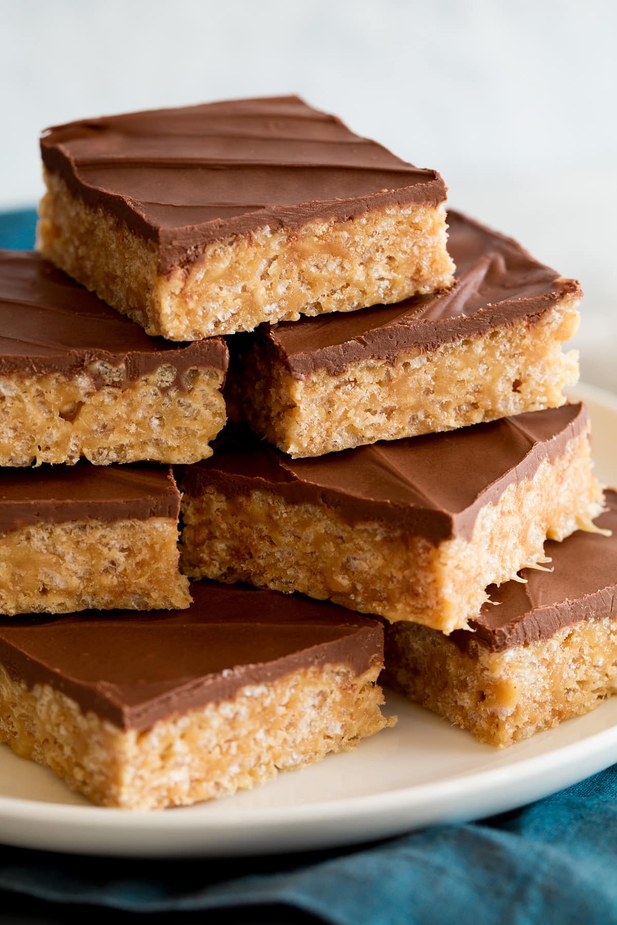 Close up image of stack of Scotcheroos.
