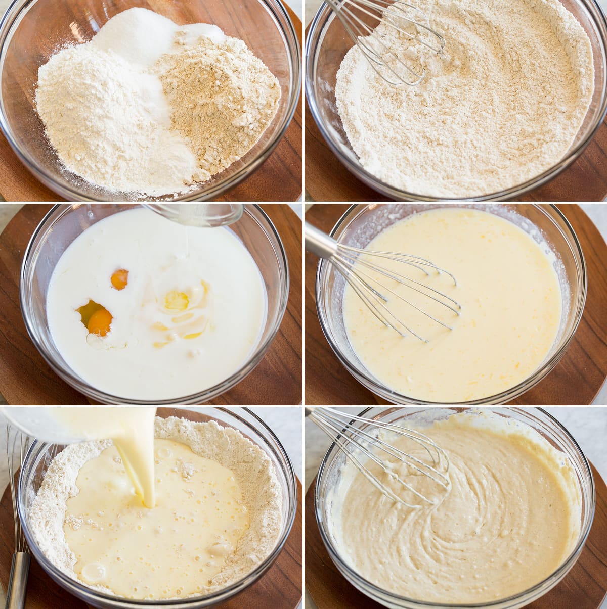Making pancake batter.