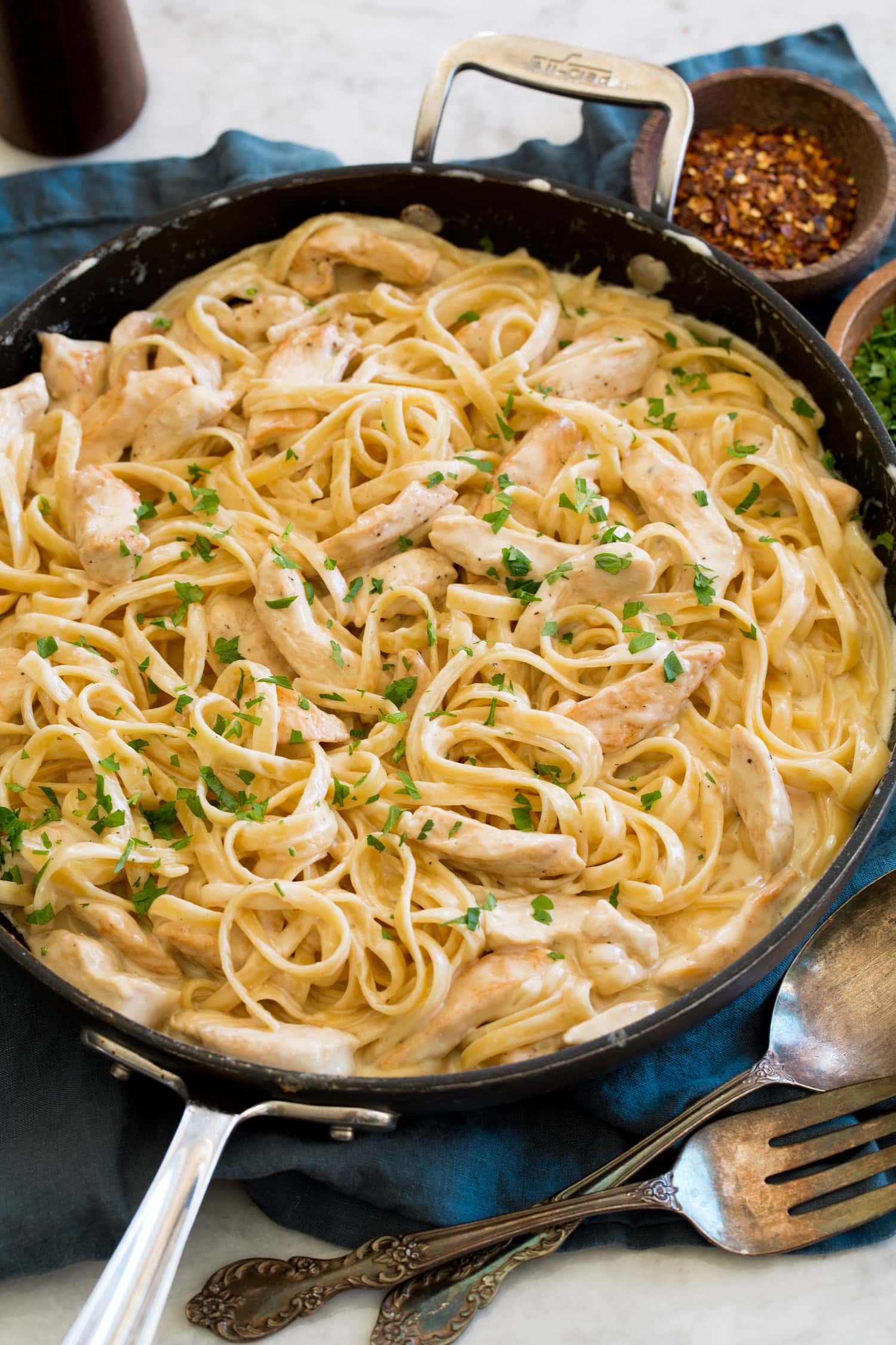 Finished chicken alfredo.