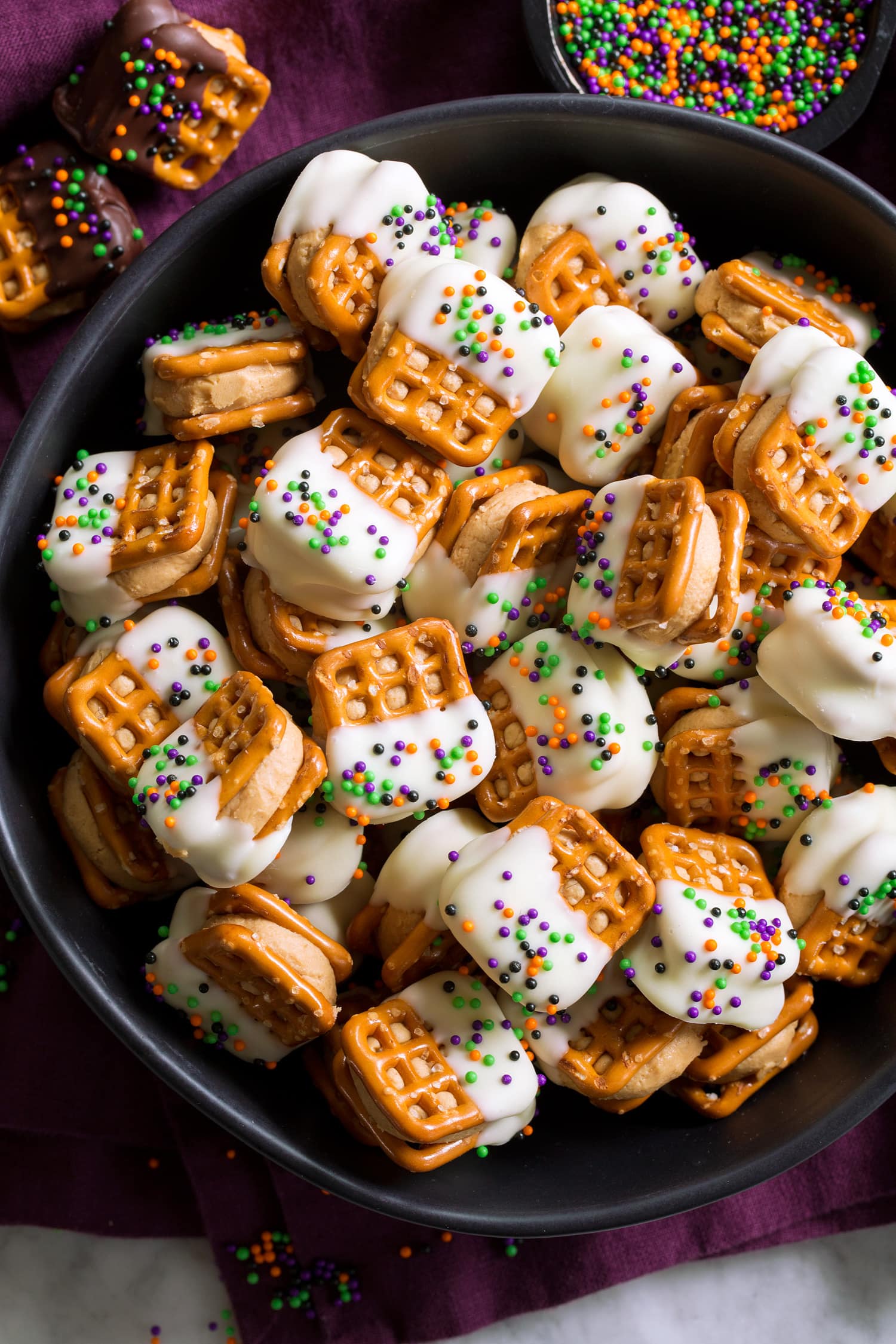 White chocolate peanut butter pretzel bites.