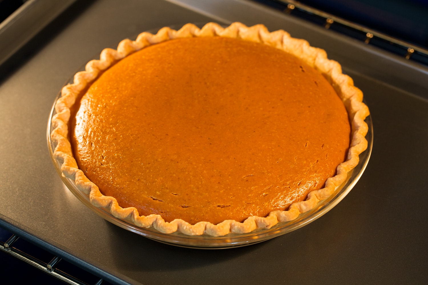 Pumpkin pie baking.