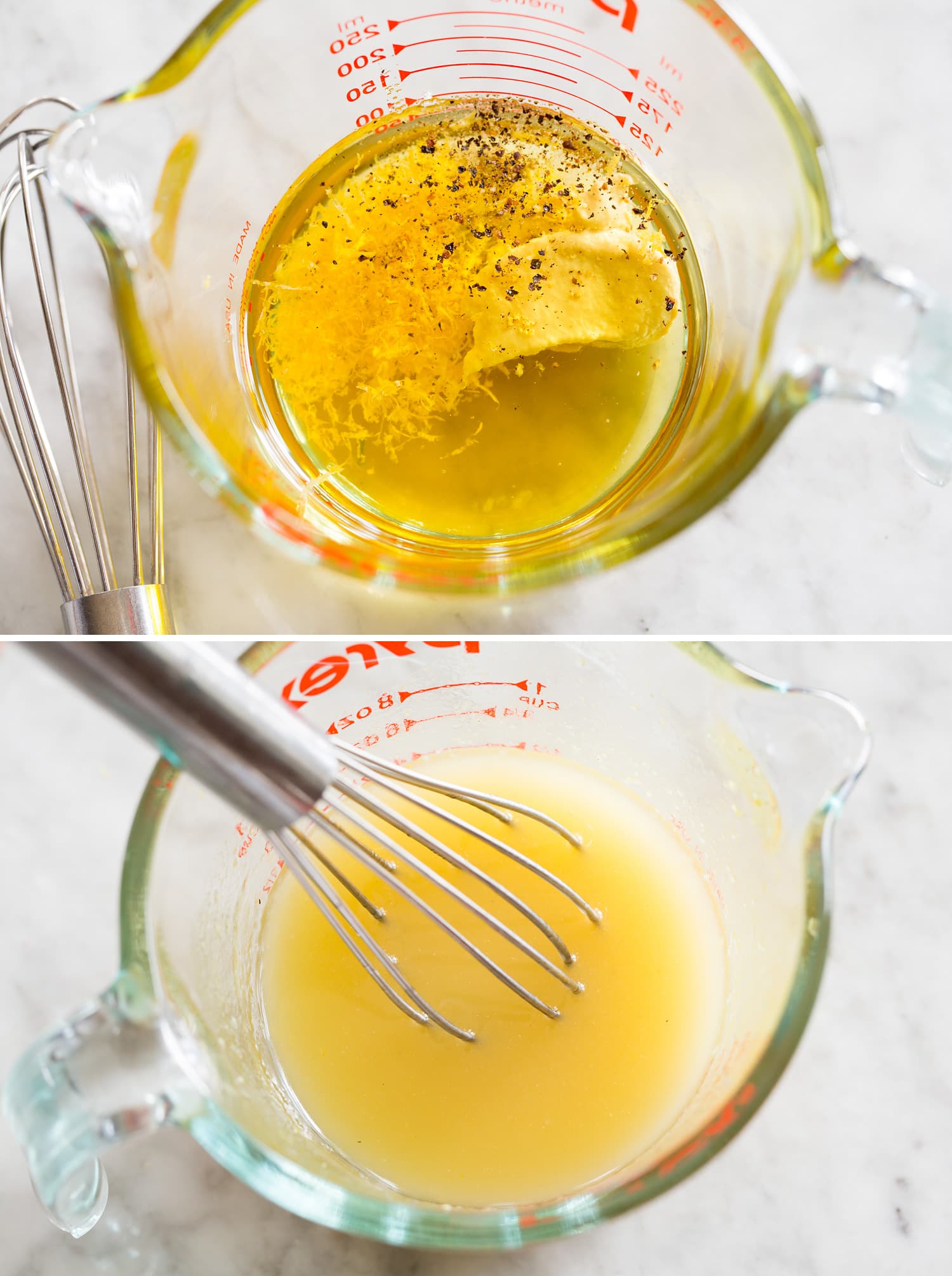Making lemon dressing for harvest bowl.
