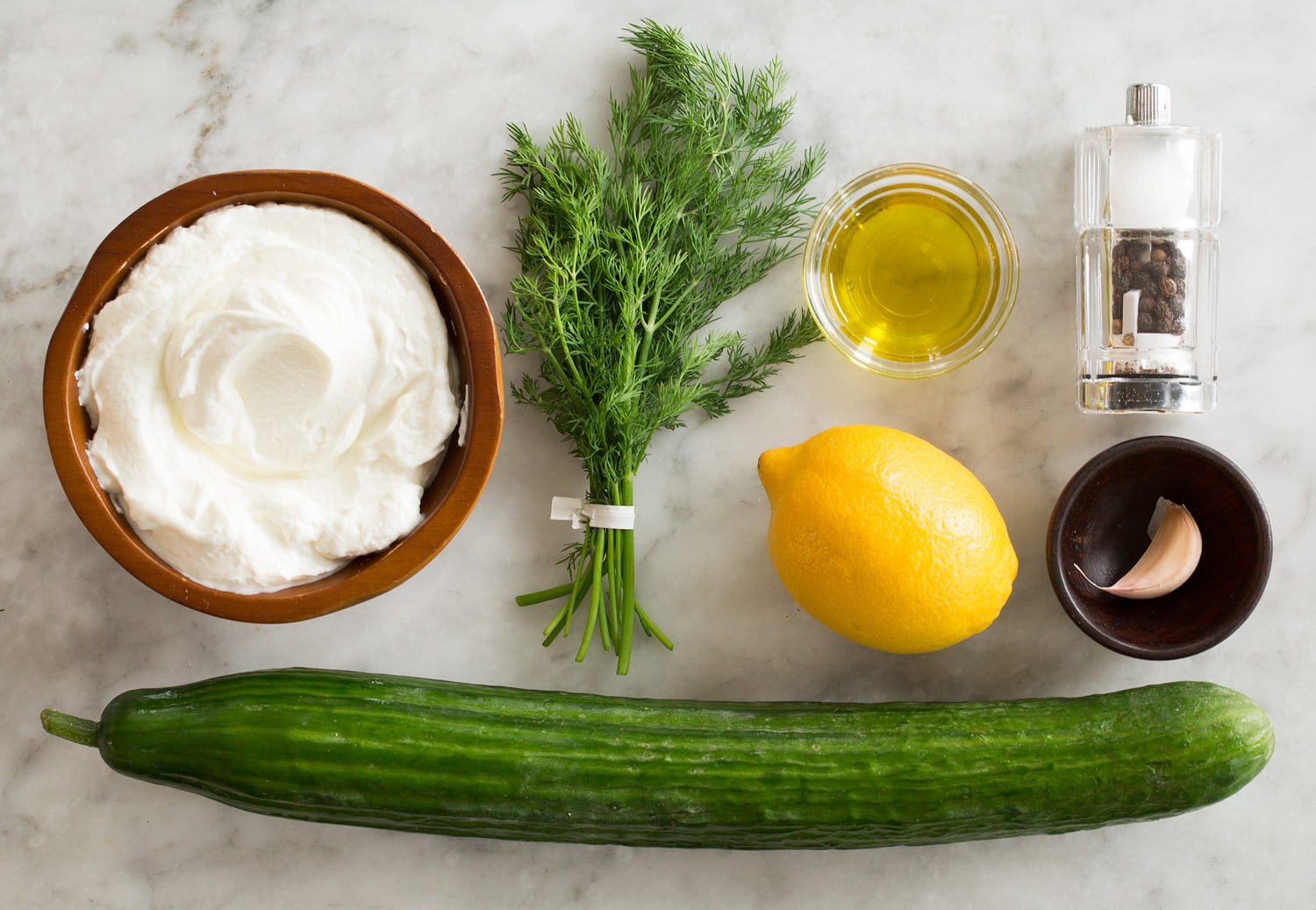 Tzatziki ingredients.