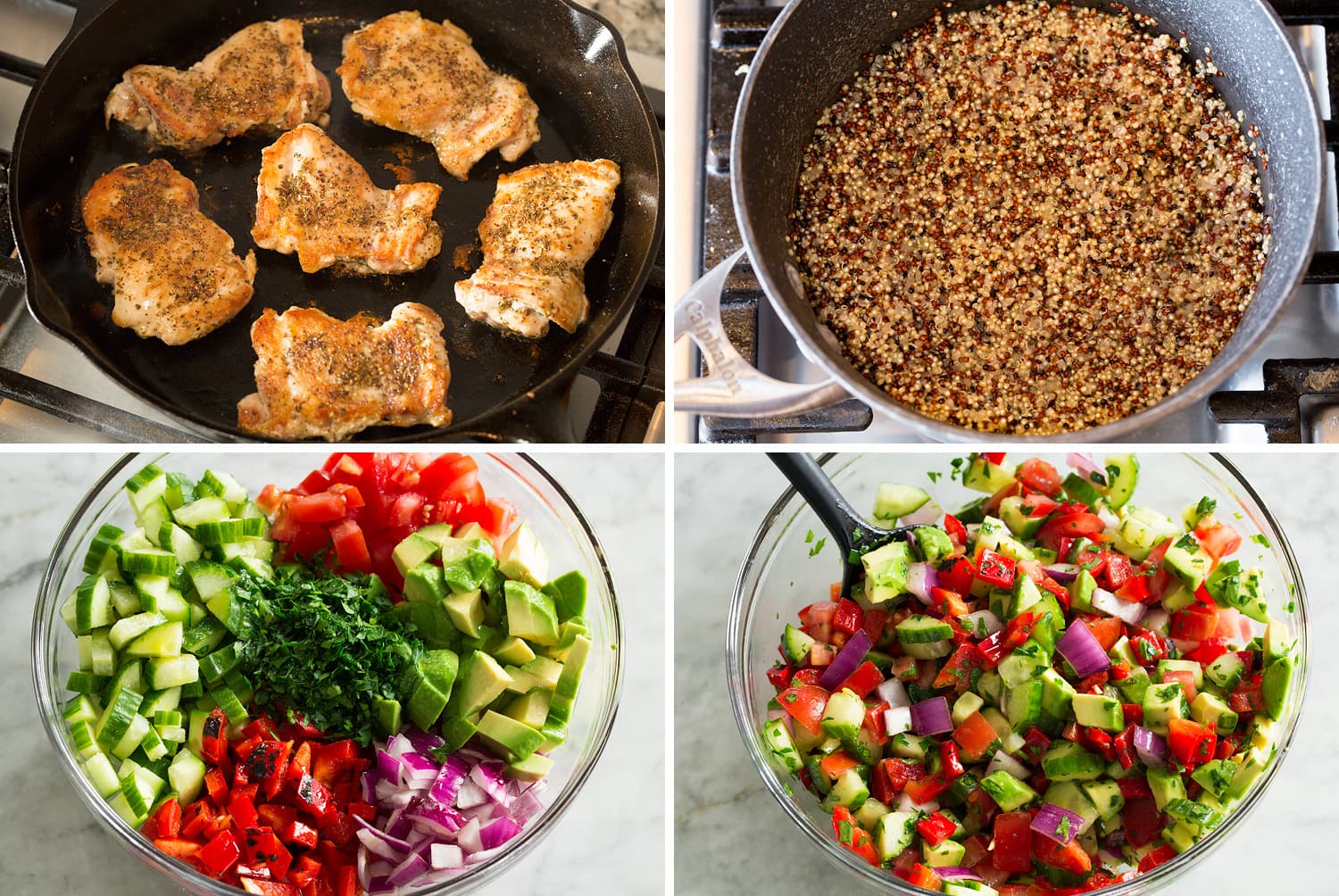 Steps of making greek bowls.