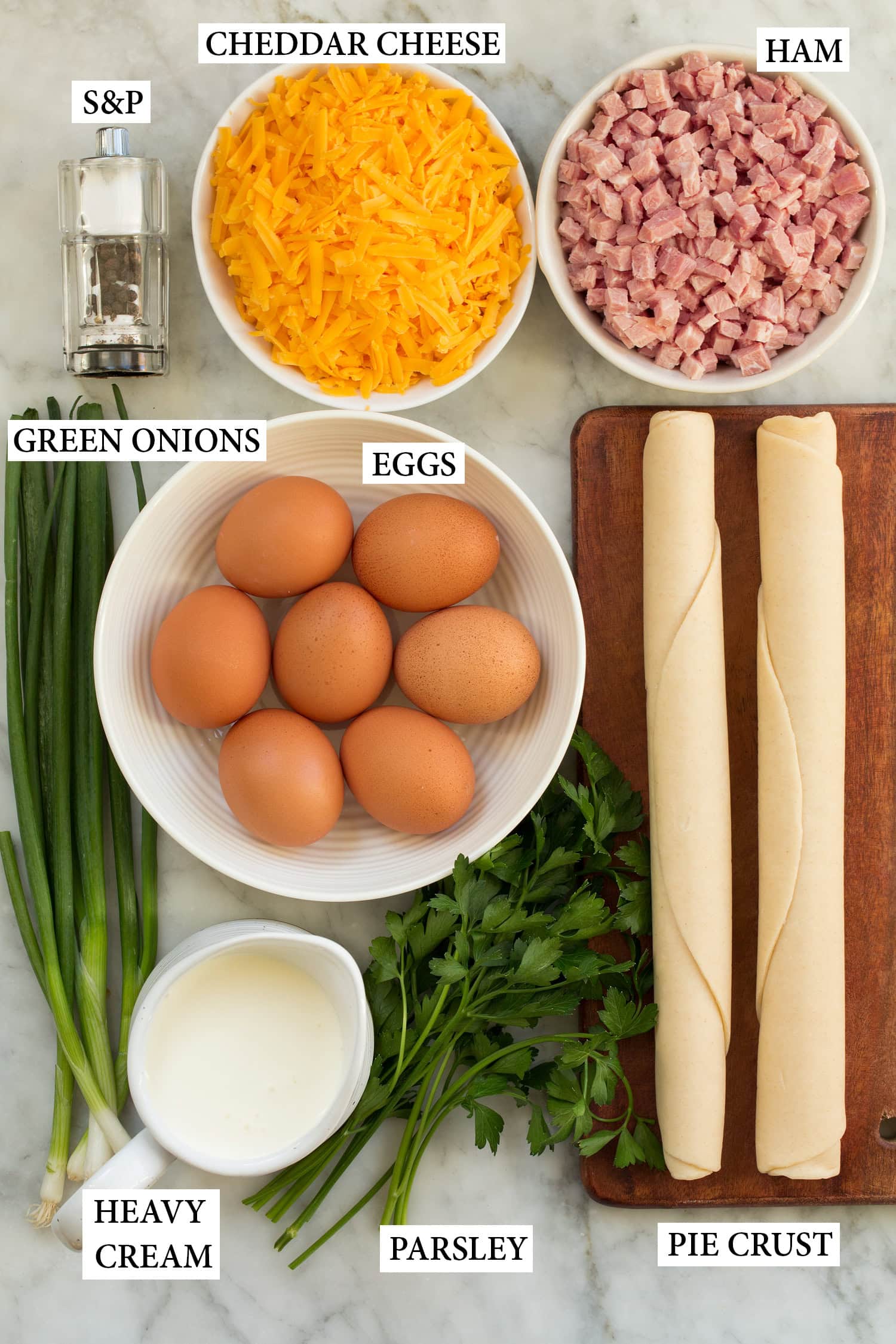 Ingredients used to make mini quiche.