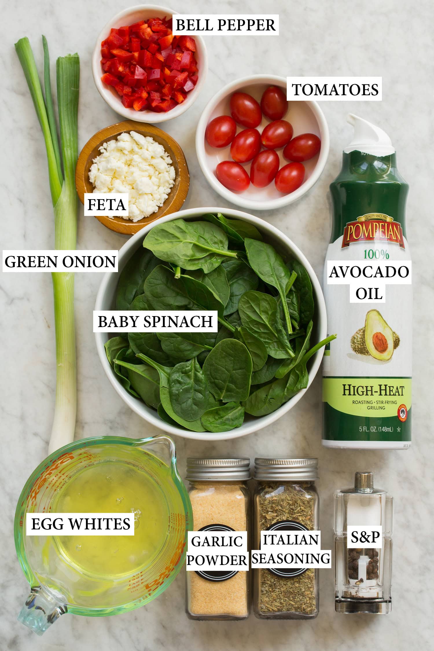 Ingredients used to make an egg white omelette.