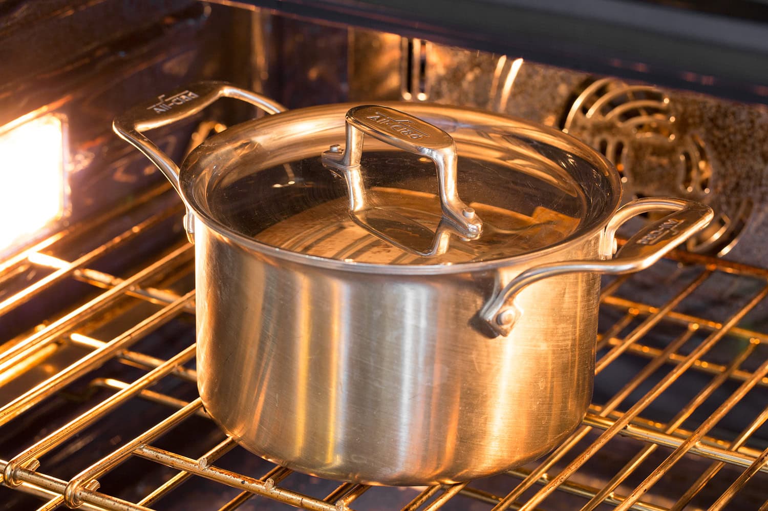 Pot in oven with yogurt inside.